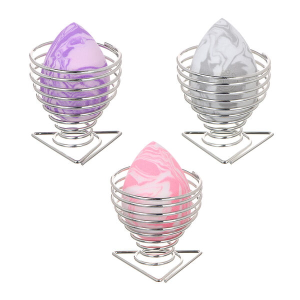 Всёгазин спонж для макияжа 4х6 см на подставке 5.5х5 см, пу, металл, 3 цвета, вг22-29