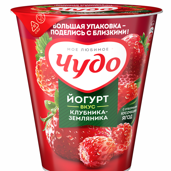 Йогурт вязкий живой Чудо Клубника-Земляника 2%