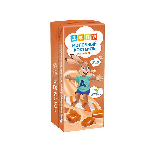 Коктейль мол стер 2,5% со вкусом карамели ТБА 210г Депи