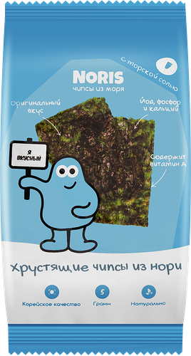 Чипсы нори Noris из обжаренных морских водорослей с морской солью 5 г
