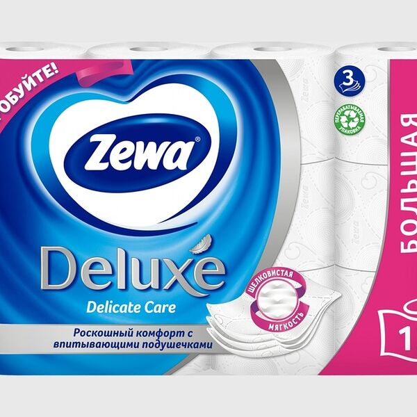 Туалетная бумага Zewa Deluxe Без аромата, 3 слоя, 12 рулонов