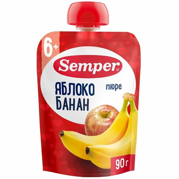 Пюре Semper яблоко-банан 90 г