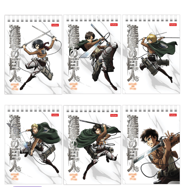 Блокнот Hatber Атака Титанов Сезон 1-3 на гребне клетка А6, 40 л,1шт в ассортименте