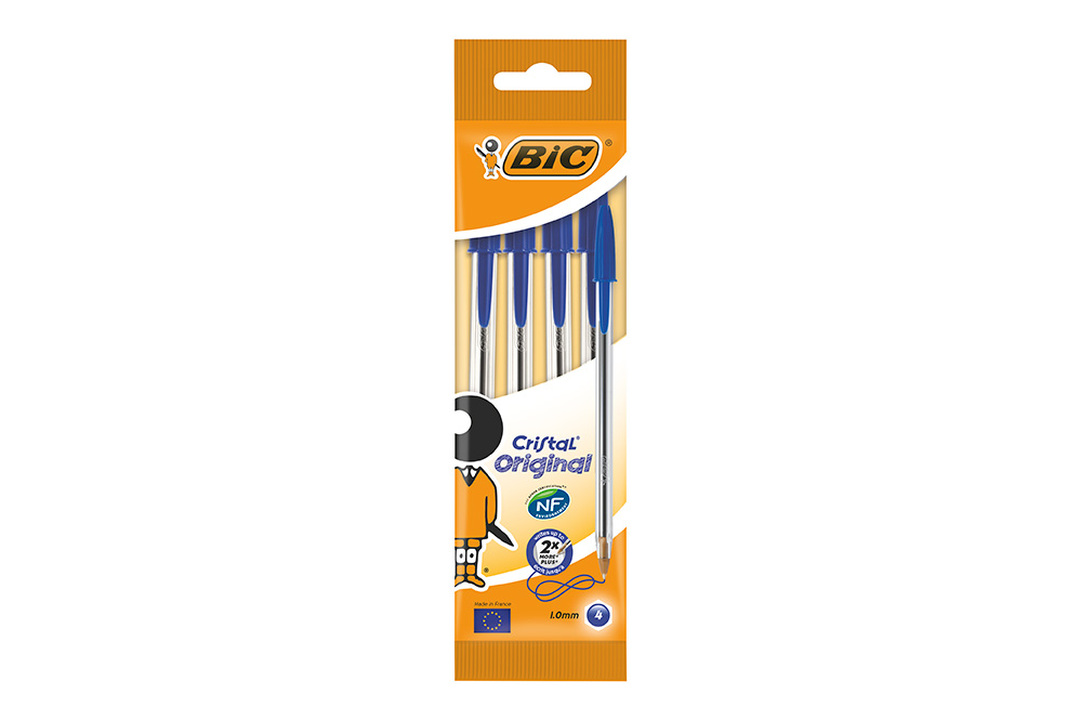 

Ручка шариковая Bic Cristal средняя линия синяя 4 шт.