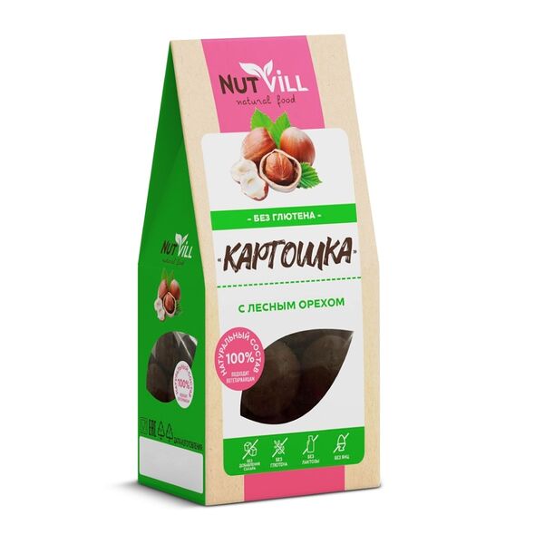 Печенье безглютеновое NutVill Картошка с лесным орехом (без сахара)
