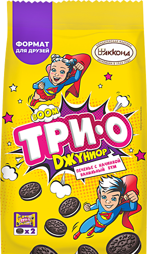 Печенье Акконд Три-о Джуниор с начинкой ванильный бум, 230 г