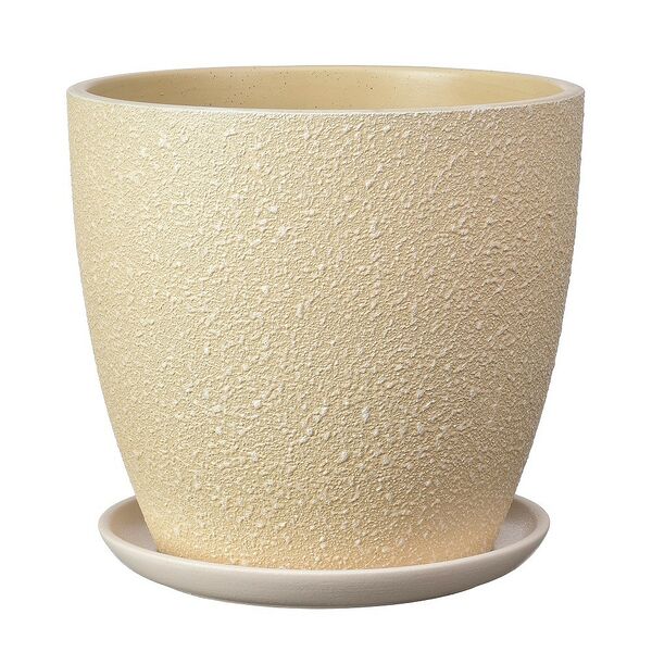 Горшок для цветов Саванна с поддоном, 8 л, бежевый бутон, бетон 1 шт