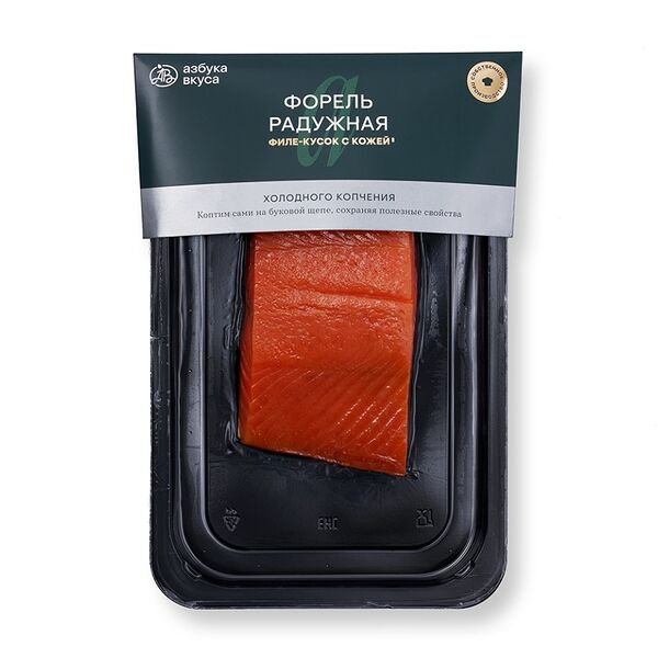 Форель радужная «Азбука Вкуса» холодного копчения филе-кусок с кожей, Россия