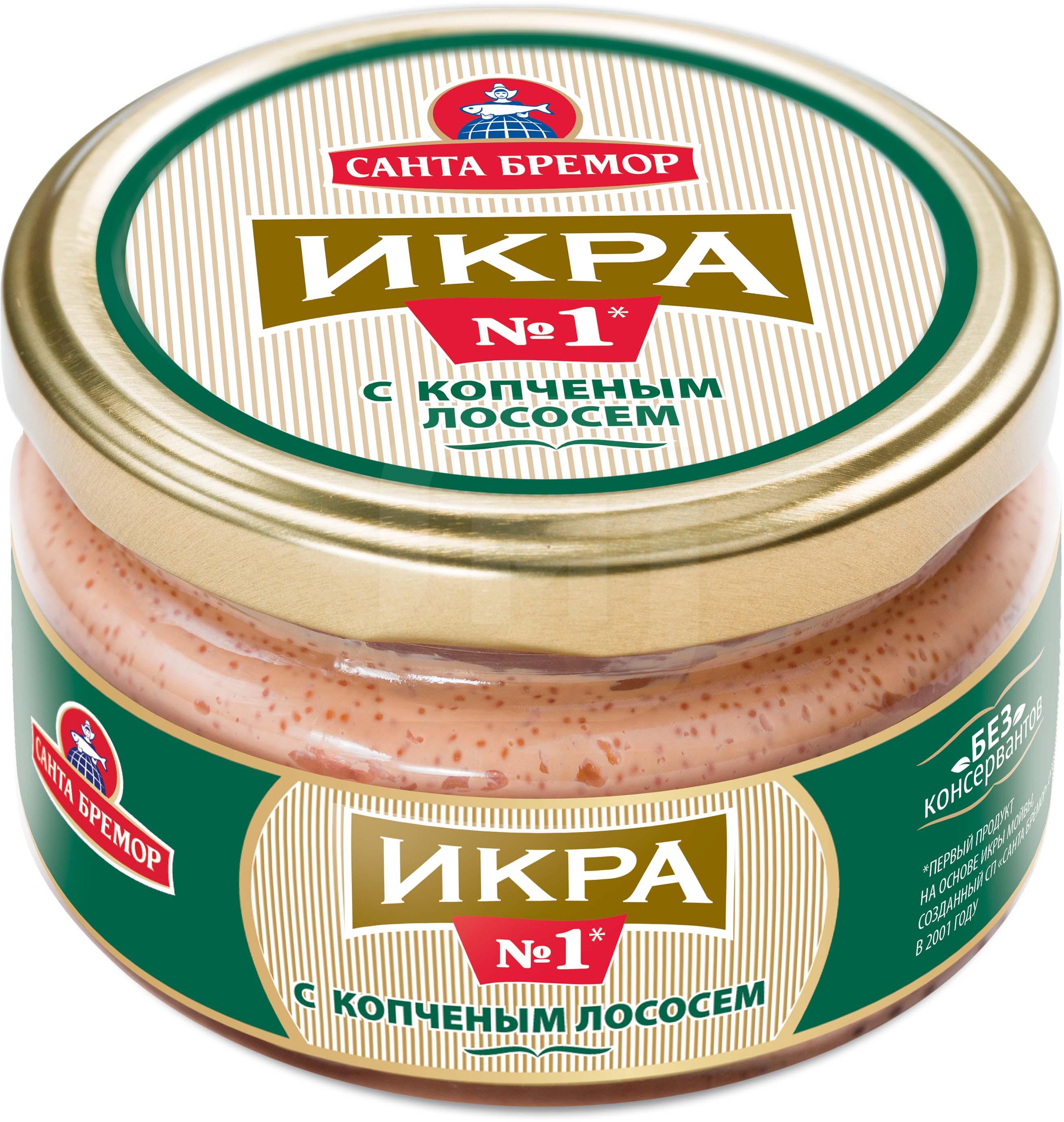 

Икра мойвы Санта Бремор с копченым лососем