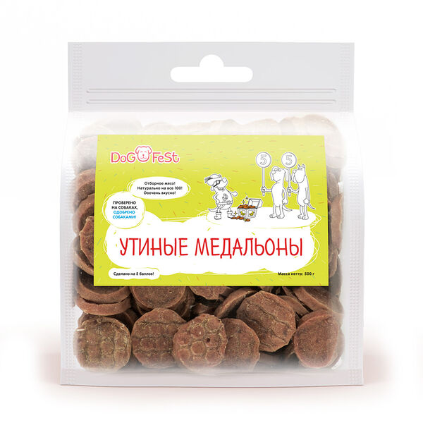 Лакомство для собак DogFest Медальоны утиные 500 г