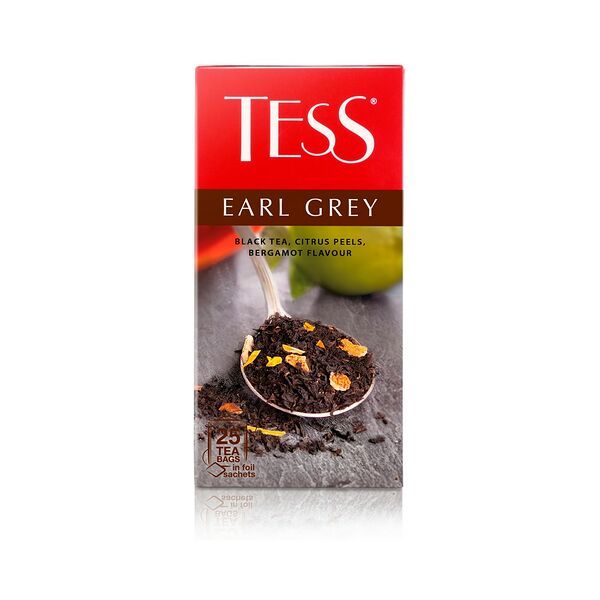 Чай черный Tess Earl Grey с цедрой цитрусовых и аром бергам 25*1,6г