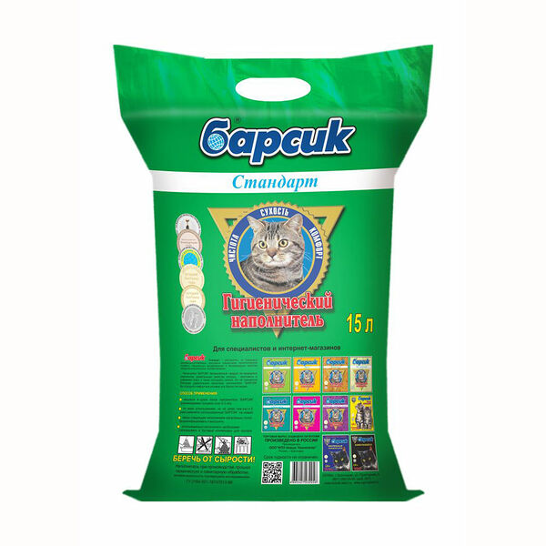 Наполнитель впитывающий Барсик Стандарт для кошачьего туалета 15 л