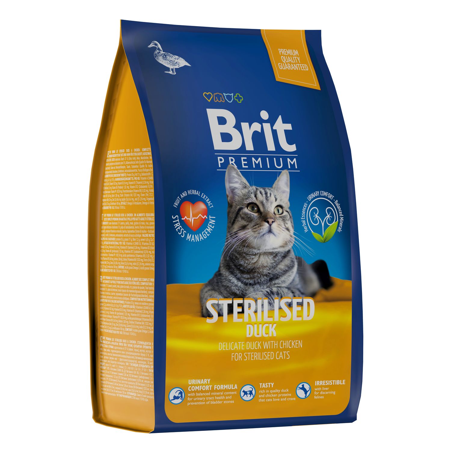 

Корм Brit Premium Cat Sterilised для стерилизованных кошек и кастрированных котов Утка и курица 800 г