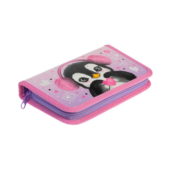 Пенал Hatber Пингвиненок Мими 190х115мм 1отд на молнии мат ламин  с табл умн NPn_43014