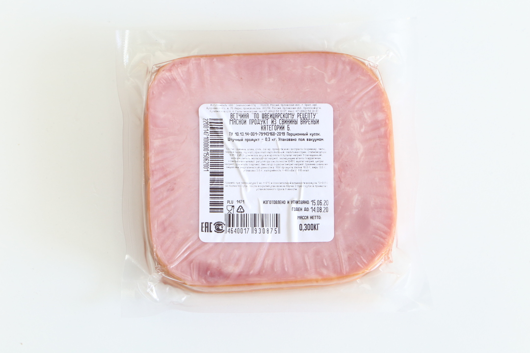 

Ветчина Знаменский ветчинный дом По швейцарскому рецепту категории Б в/у 300 г