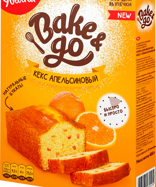 Смесь для выпечки Увелка Bake&Go Кекс Апельсиновый 300г