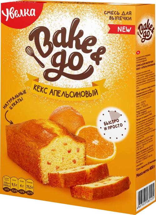 

Смесь для выпечки Увелка Bake&Go Кекс Апельсиновый
