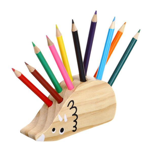 Карандаши цветные 10 цветов, в деревянной фигурной подставке ящеры