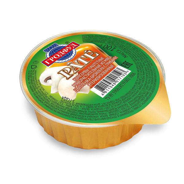 Консервы паштетные мясораст стерилиз из мяса ц/б с грибами 100г