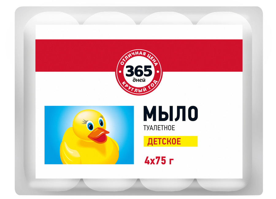 

Туалетное мыло детское 365 ДНЕЙ, 4x75г