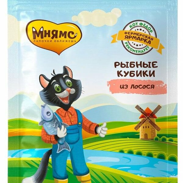 Лакомство для кошек Мнямс Кот Федор Рыбные кубики из лосося