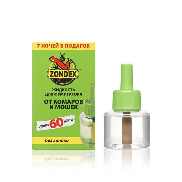 Жидкость для фумигатора от комаров и мошек Zondex без запаха 60 ночей 45мл