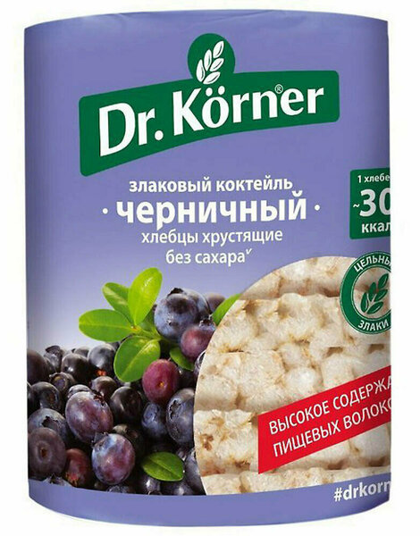 

Хлебцы хрустящие Dr. Korner злаковый коктейль черничный 100 г