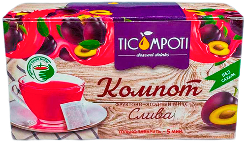 Напиток десертный TICOMPOTI Компот Слива к/уп 112г