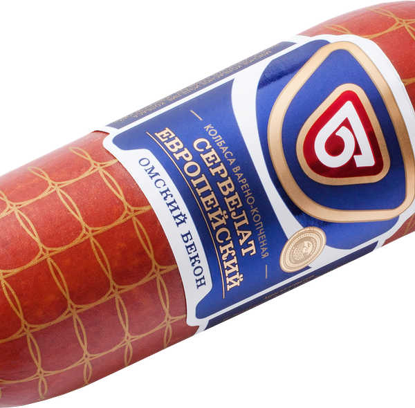 Колбаса варено-копченая Омский бекон Сервелат Европейский