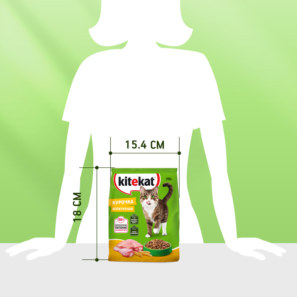 

Сухой полнорационный корм Kitekat для взрослых кошек Аппетитная курочка 350 г