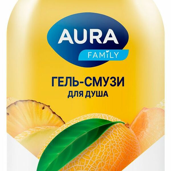Гель для душа Aura Family Дыня, персик, ананас 1 л