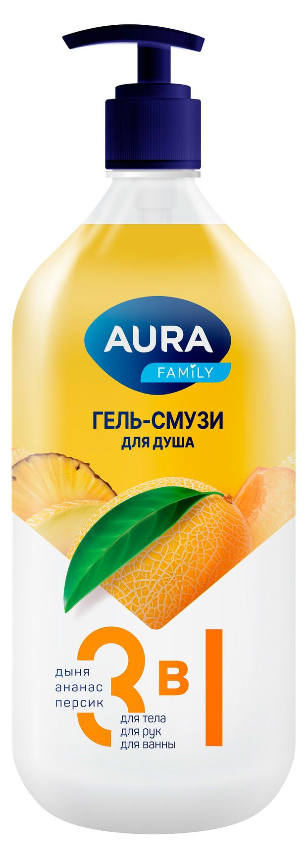 

Гель для душа Aura Family Дыня, персик, ананас 1 л