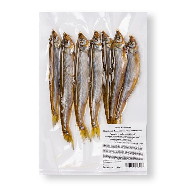 Корюшка малоротая Мисс Камчатка слабосоленая вяленая 150г, Россия