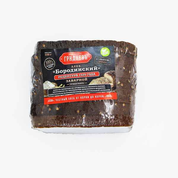 Хлеб Гридневъ Бородинский ржано-пшеничный заварной в нарезке, 250г