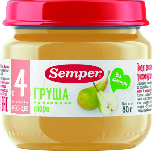 Пюре Semper груша с 4 месяцев