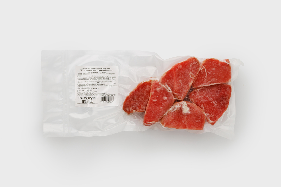 

Тунец филе-кусочки ВкусВилл замороженные 500 г
