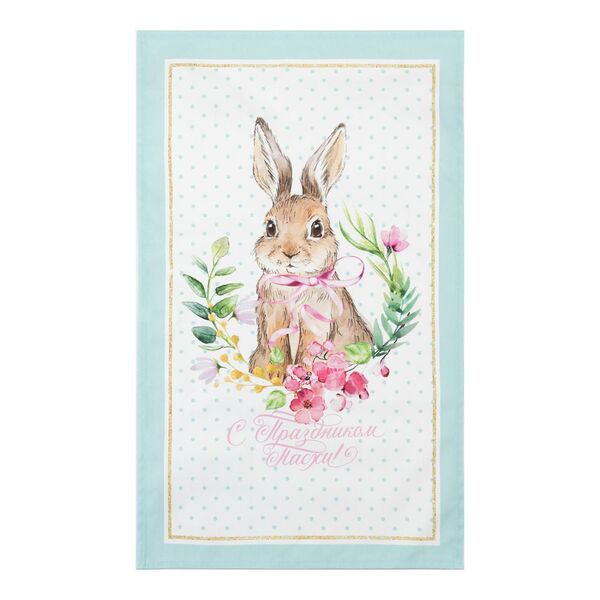 Полотенце кухонное Этель Пасхальный кролик, 40х73 см, саржа, белый