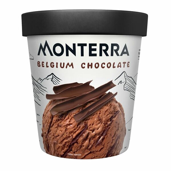 Мороженое Monterra Belgium Chocolate сливочное с бельгийским шоколадом и шоколадным соусом 10.5% БЗМЖ 276г