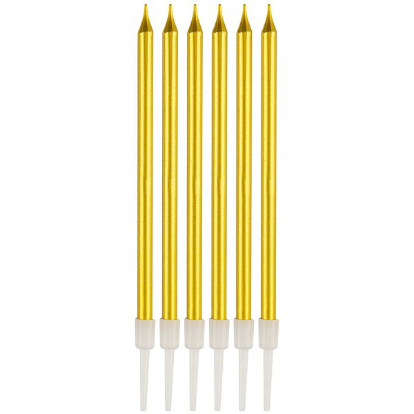 Свечи для торта Волшебная страна, 6 шт, с подставкой, золото