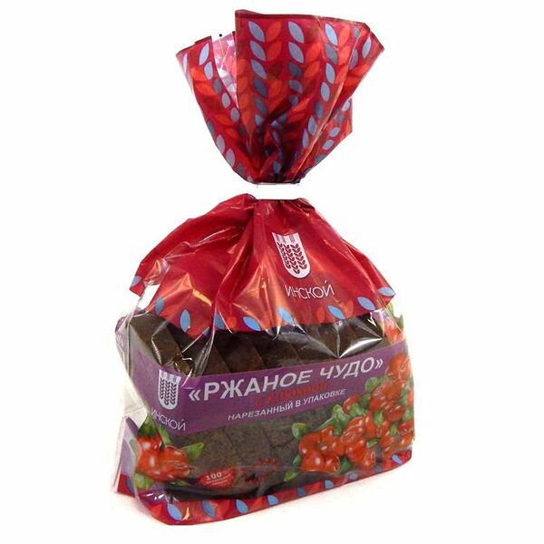 Хлеб Инской Ржаное Чудо ржано-пшеничный с клюквой в нарезке 300 г