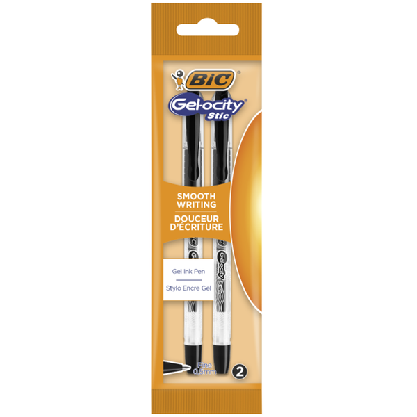 Ручки гелевые Bic Gel-Ocity Stic цвет: чёрный 0,5 мм, 2 шт, 20г