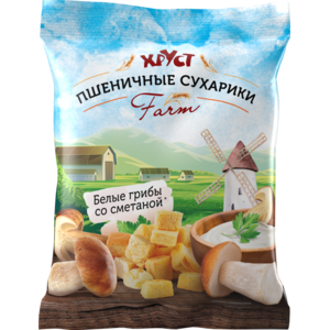 

Сухарики пшеничные Хруст farm со вкусом белых грибов со сметаной 60 г