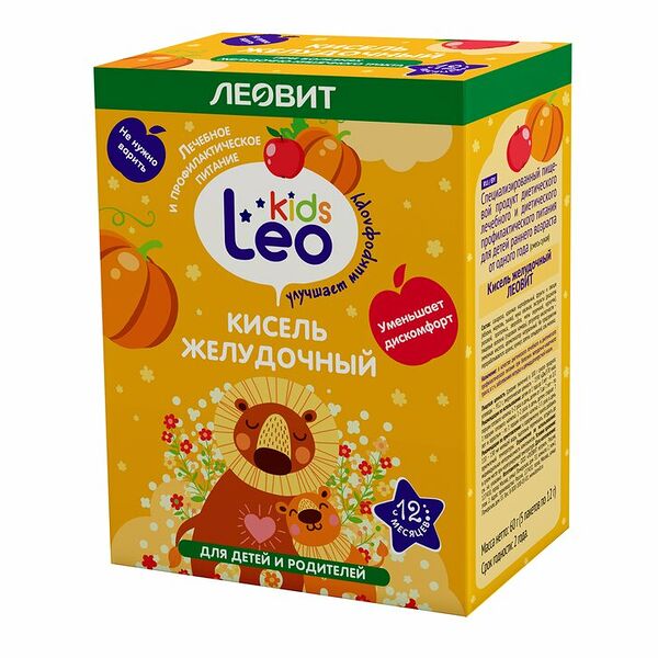 Кисель Леовит Leo Kids желудочный от 1 года 12 г 5 шт