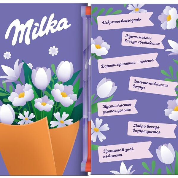 Набор Milka Открытка Спасибо и Молочный шоколад 160г