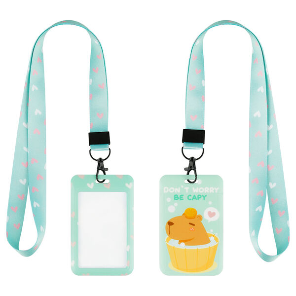 Бейдж вертикальный Meshu Be capy, 11х7см, лента с карабином, 2D печать