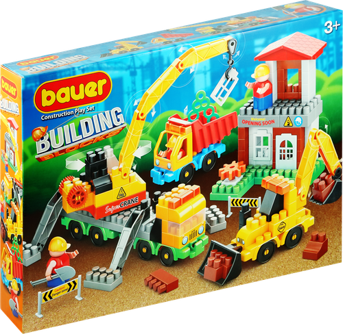 

Конструктор Bauer Стройплощадка с автокраном, грузовиком и трактором 3+ 171 элемент