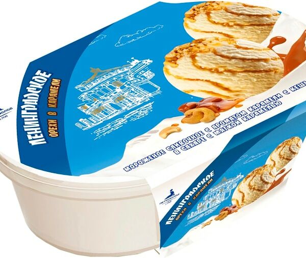 Мороженое Ленинградское Сливочное Орехи в карамели 450г