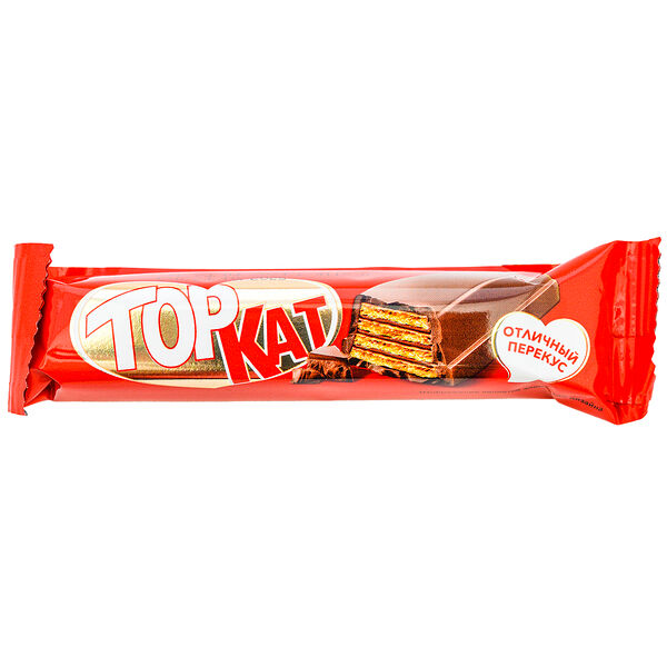 Шоколад TopKat молочный хрустящие вафли-ореховый крем 35г