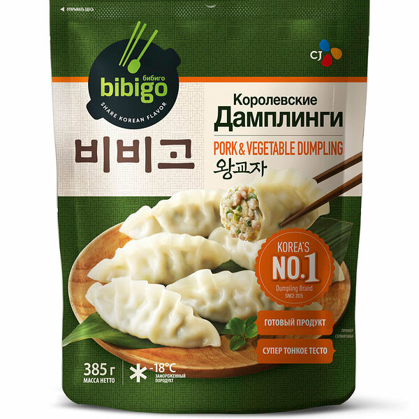 Дамплинги Bibigo Королевские свинина и овощи 385 г
