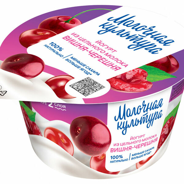 Йогурт Молочная культура вишня черешня 2.7−3.5%, 130 г